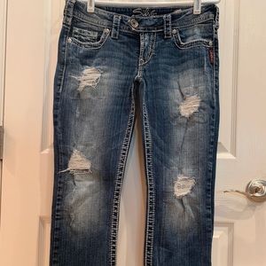 Size 28, Silver Tuesday Crop jeans